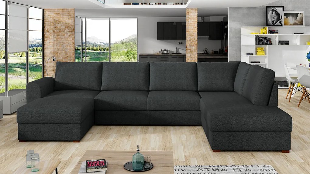 Colțar Miami 181 Cutie de pat, 305x188x85cm, 147 kg, Picioare: Lemn