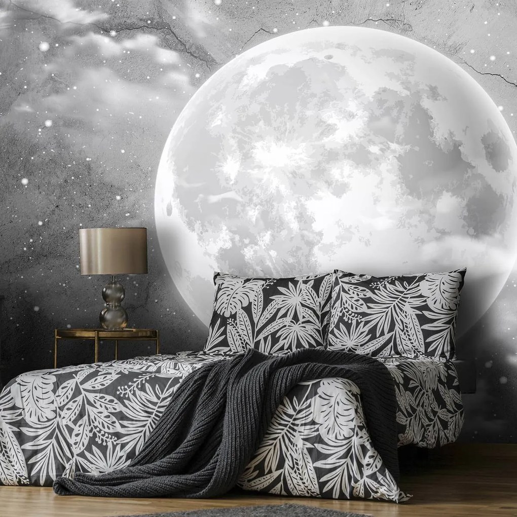 Fototapet - Luna pe beton - neagră (254x184 cm)