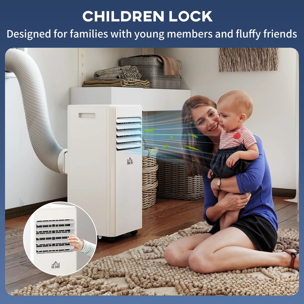HOMCOM Climatizator Portabil 9000BTU: Răcire, Ventilator, Umiditate, Control Distanță - 20m² | Aosom Romania