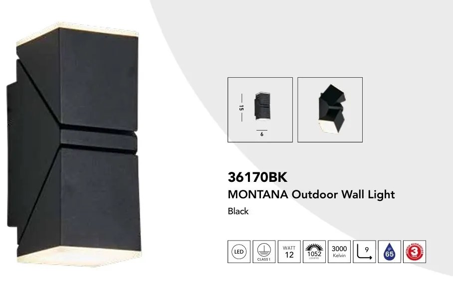 Aplica de perete lumina ambientala exterior Montana LED