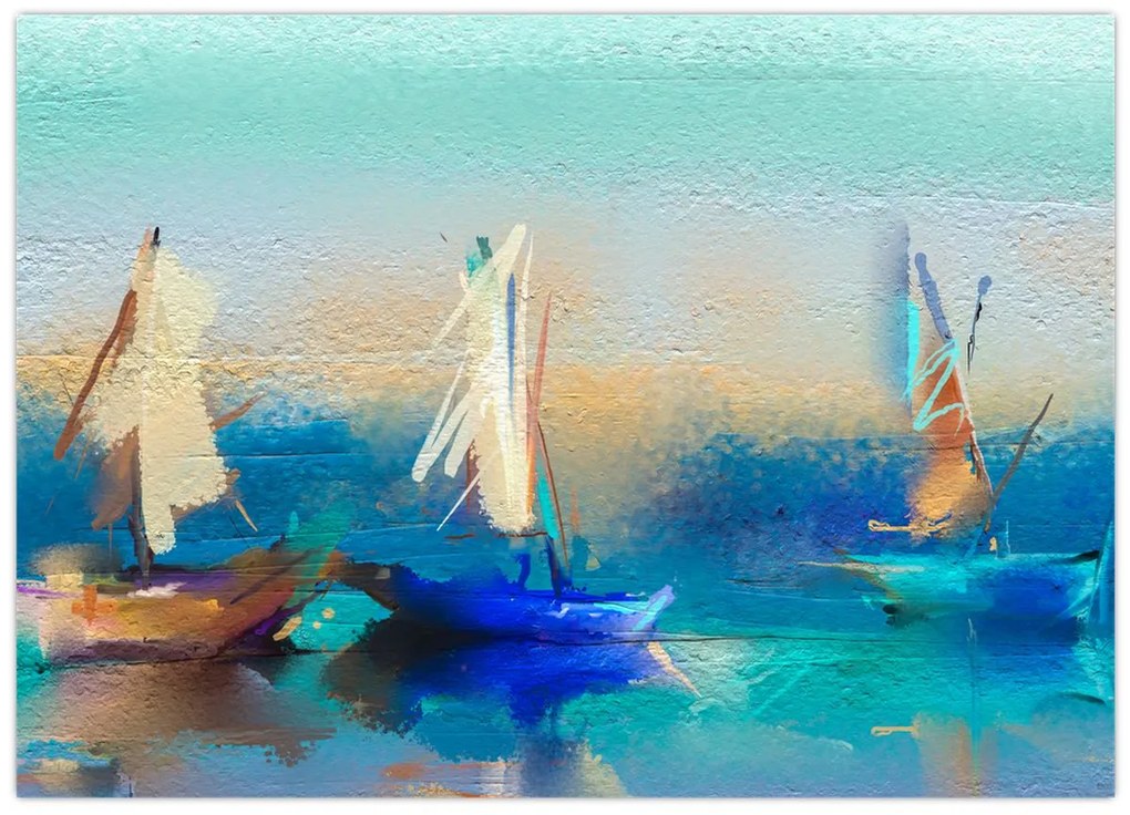 Tablou pe sticlă - Peisaj pictură, pictură (70x50 cm)