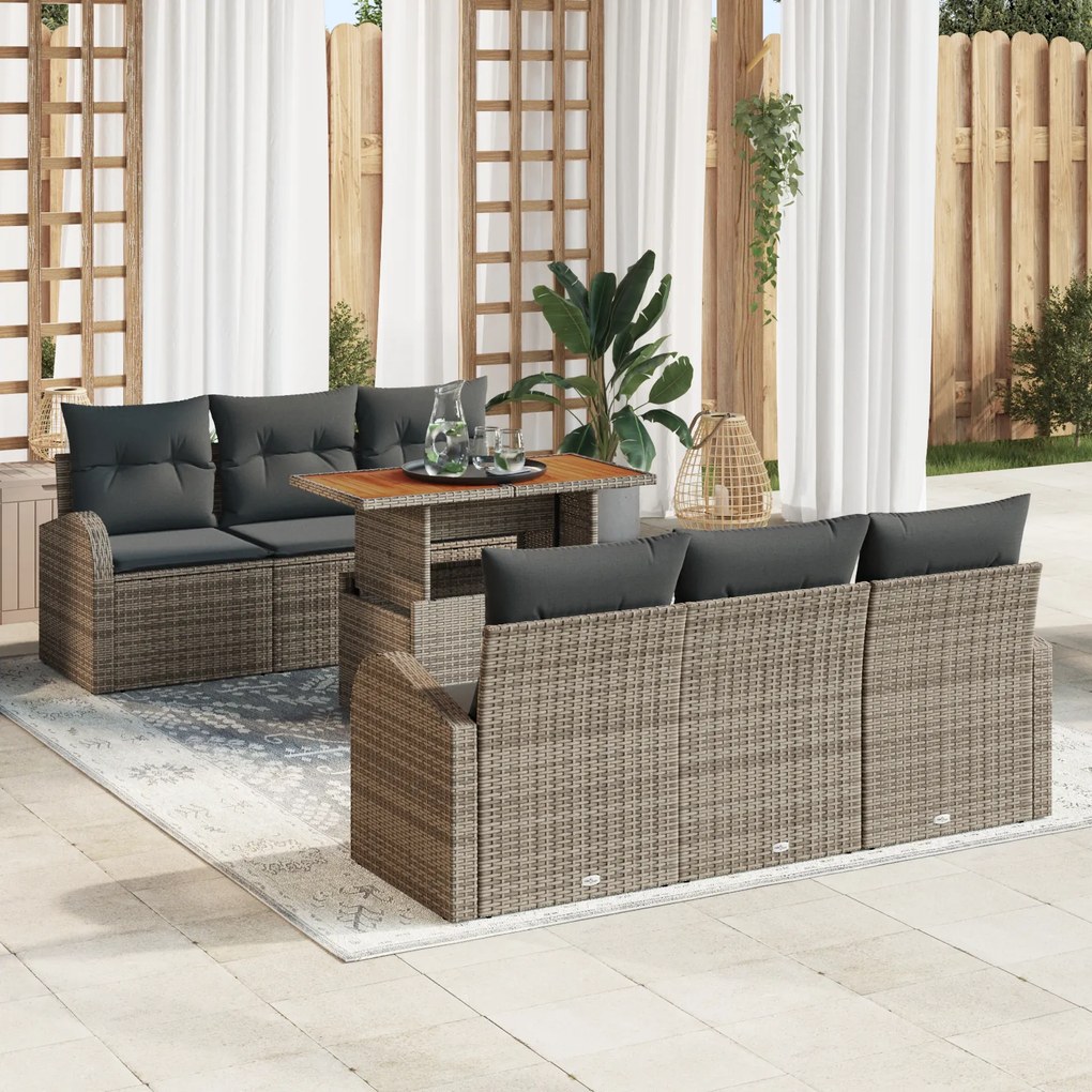 vidaXL Set de canapele pentru grădină 7 pcs Gri 100 x 55 x 73 cm