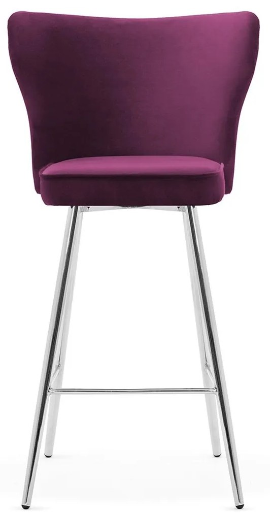 Scaun de bar Modena burgundy picioare silver - H60 cm