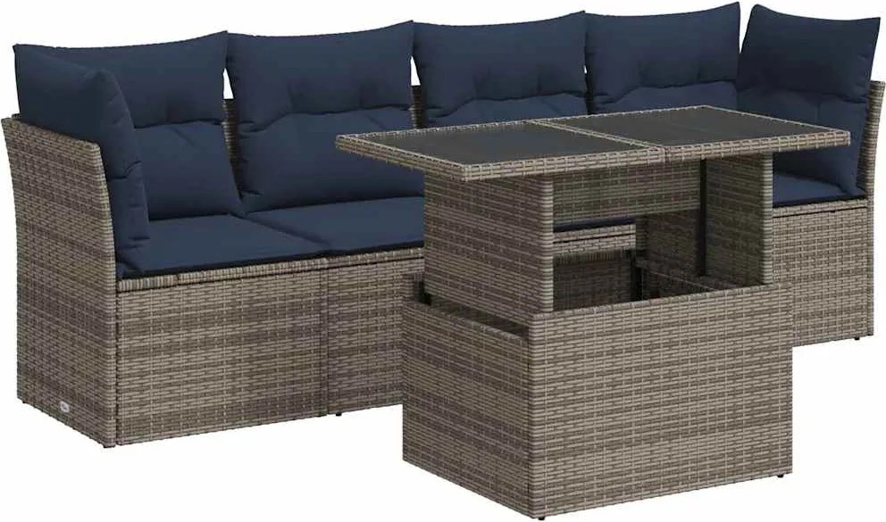 vidaXL Set canapea de grădină cu perne, 5 piese, poliratan/lemn acacia