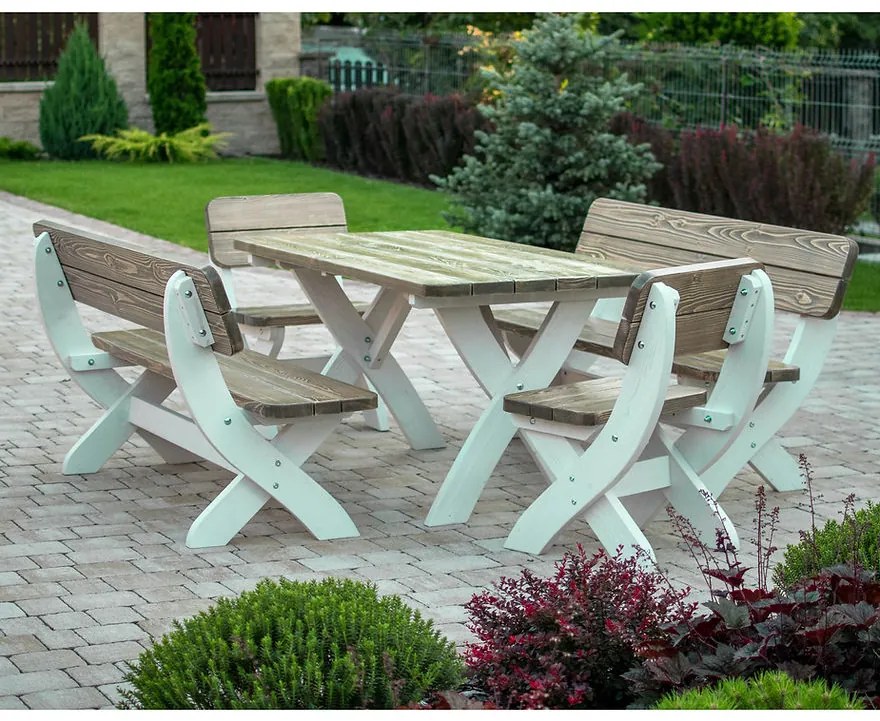 Set mobilier gradina Wien, 160 cm, cu scaune, verde oliv, 6 pers.