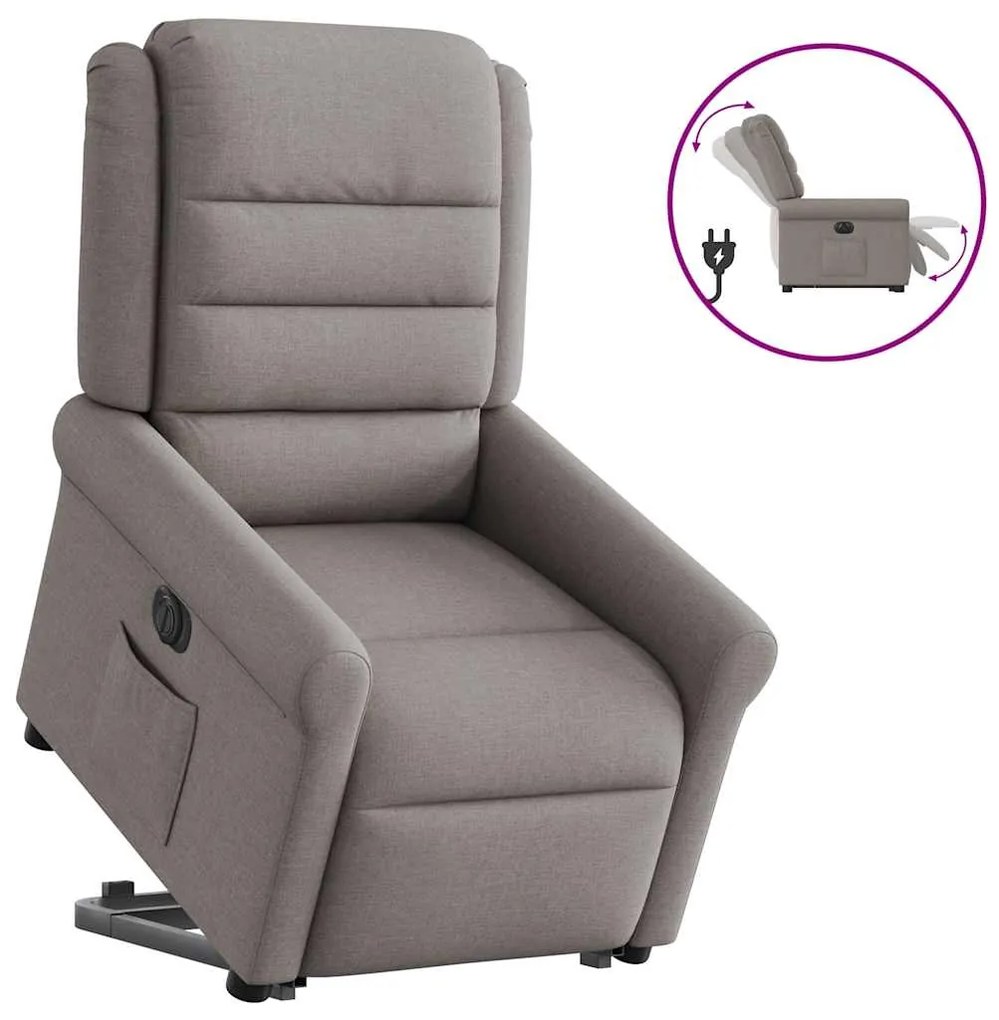 vidaXL Fotoliu electric rabatabil cu ridicare, gri taupe, textil