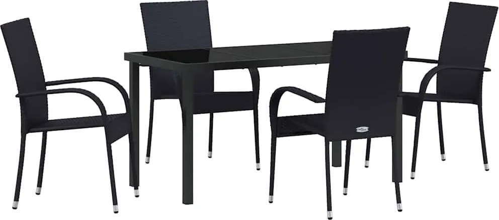 vidaXL Set de masă pentru grădină 5 pcs Negru