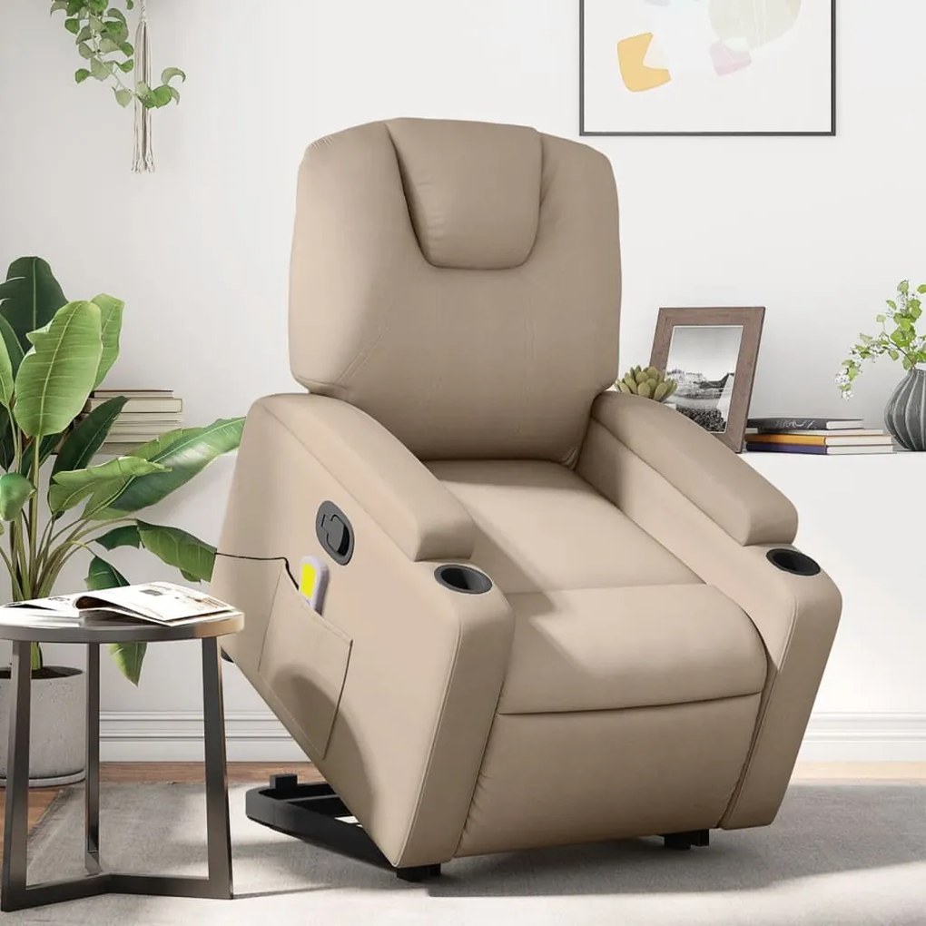 vidaXL Fotoliu de masaj rabatabil vertical cappuccino piele ecologică