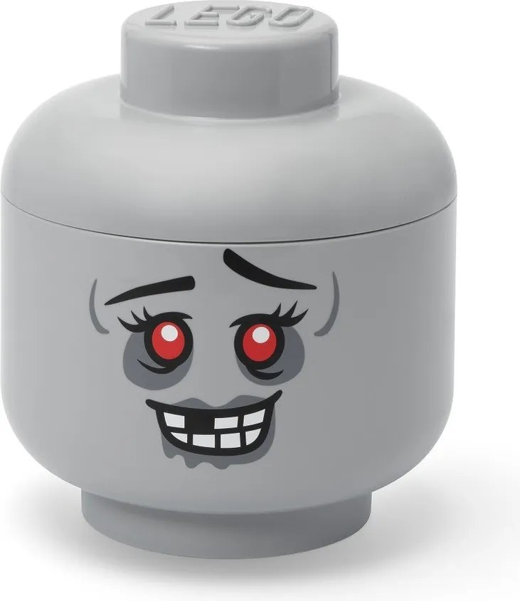 Cutie de depozitare pentru copii gri din plastic ø 24x27 cm Head Zombie L – LEGO®