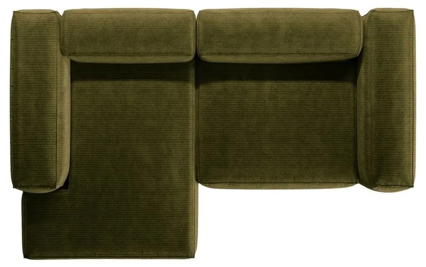 Colțar verde cu tapițerie din catifea reiată (cu colț pe partea stângă/cu șezlong) Bergamo – Cosmopolitan Design