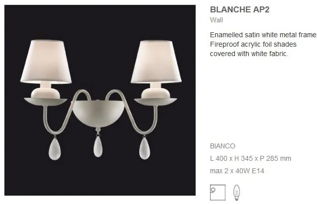 Aplica de perete 2 brate BLANCHE AP2 BIANCO 035598