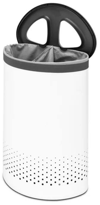 Cos de rufe Brabantia Selector 1003787, 55 L, 2 compartimente, Orificii aerisire, Umplere fara deschidere, Alb