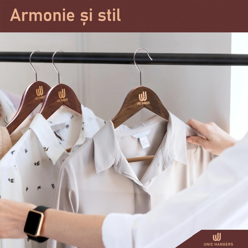 Set Umerase Tricouri din Lemn cu Margini de Catifea și Design Clasic