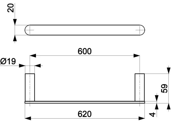 Suport de perete pentru prosoape KFA Armatura 864-027-81 62 cm oțel inoxidabil/negru mat