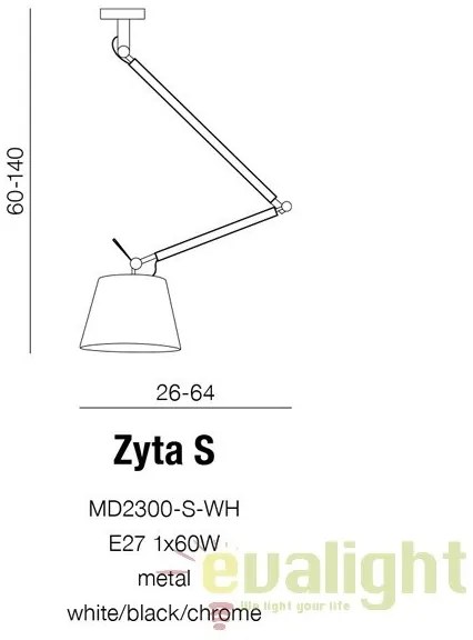Pendul directionabil design modern ZYTA S negru