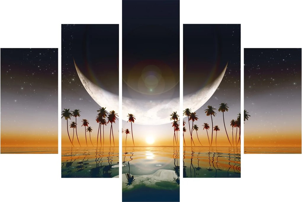 Tablou- Luna deasupra palmierilor (150x105 cm)