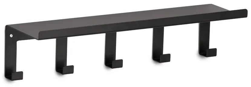 Cuier Zeller Saar, metal, negru, 5 carlige, 40 x 11 x 10,4 cm