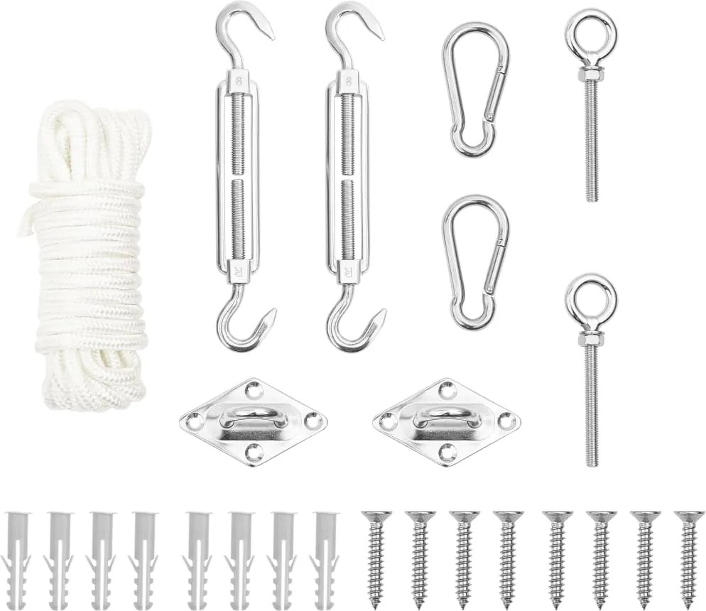 vidaXL Set de accesorii parasolar, 9 piese, oțel inoxidabil