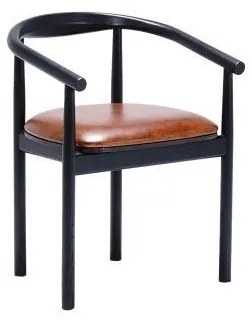 Scaun dining, maro, din piele naturala si lemn de stejar, Serenity