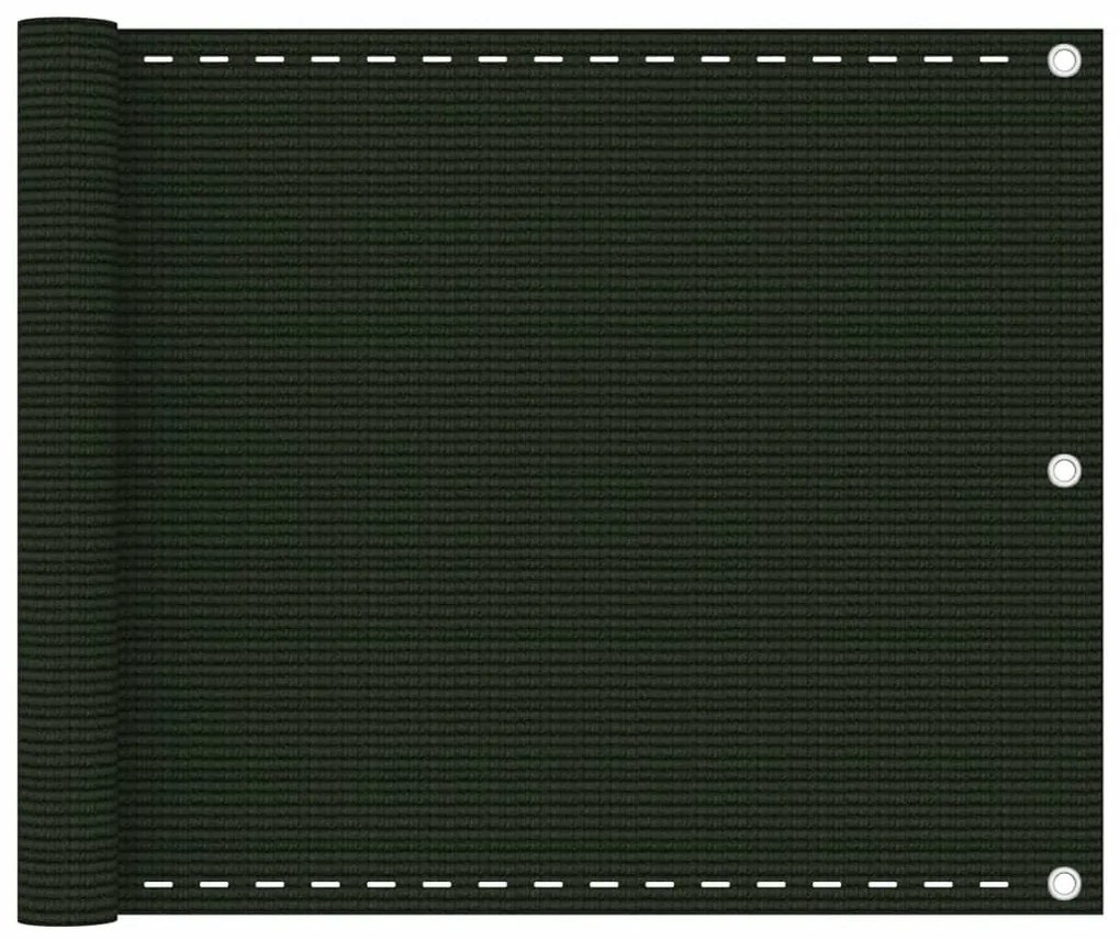 vidaXL Paravan de balcon, verde închis, 75x500 cm, HDPE