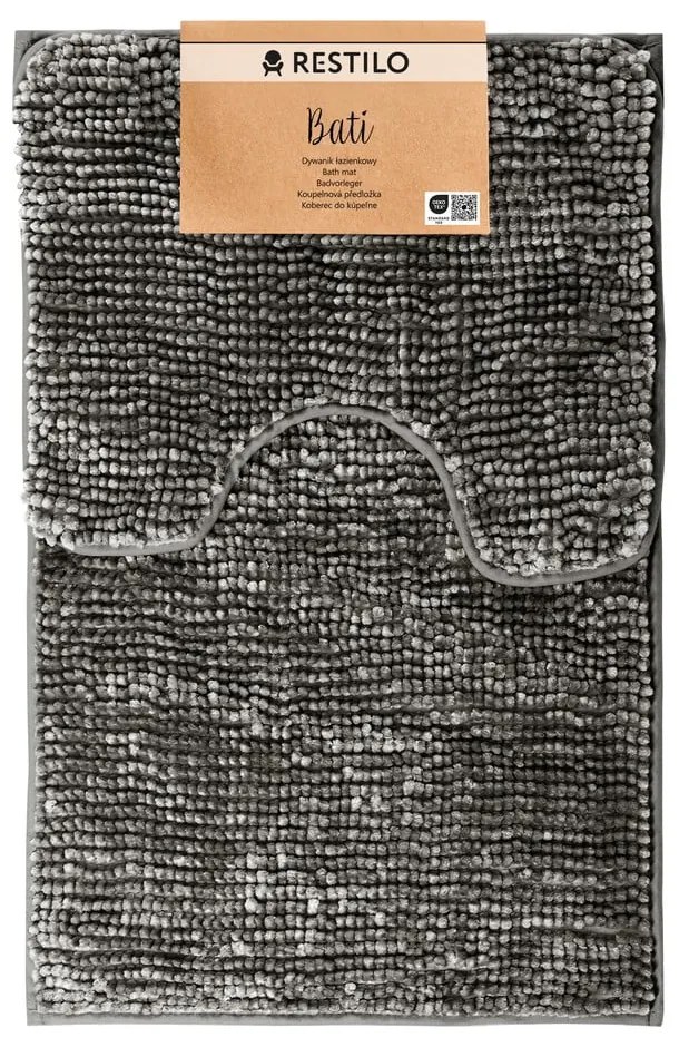 Covorașe de baie gri-închis pentru WC 2 buc. 80x50 cm Bati – Restilo