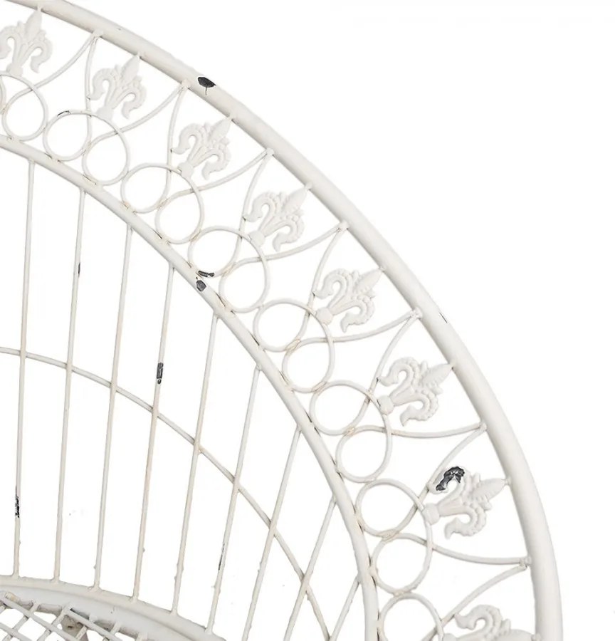 Scaun de exterior, alb, din metal, cu aspect vintage