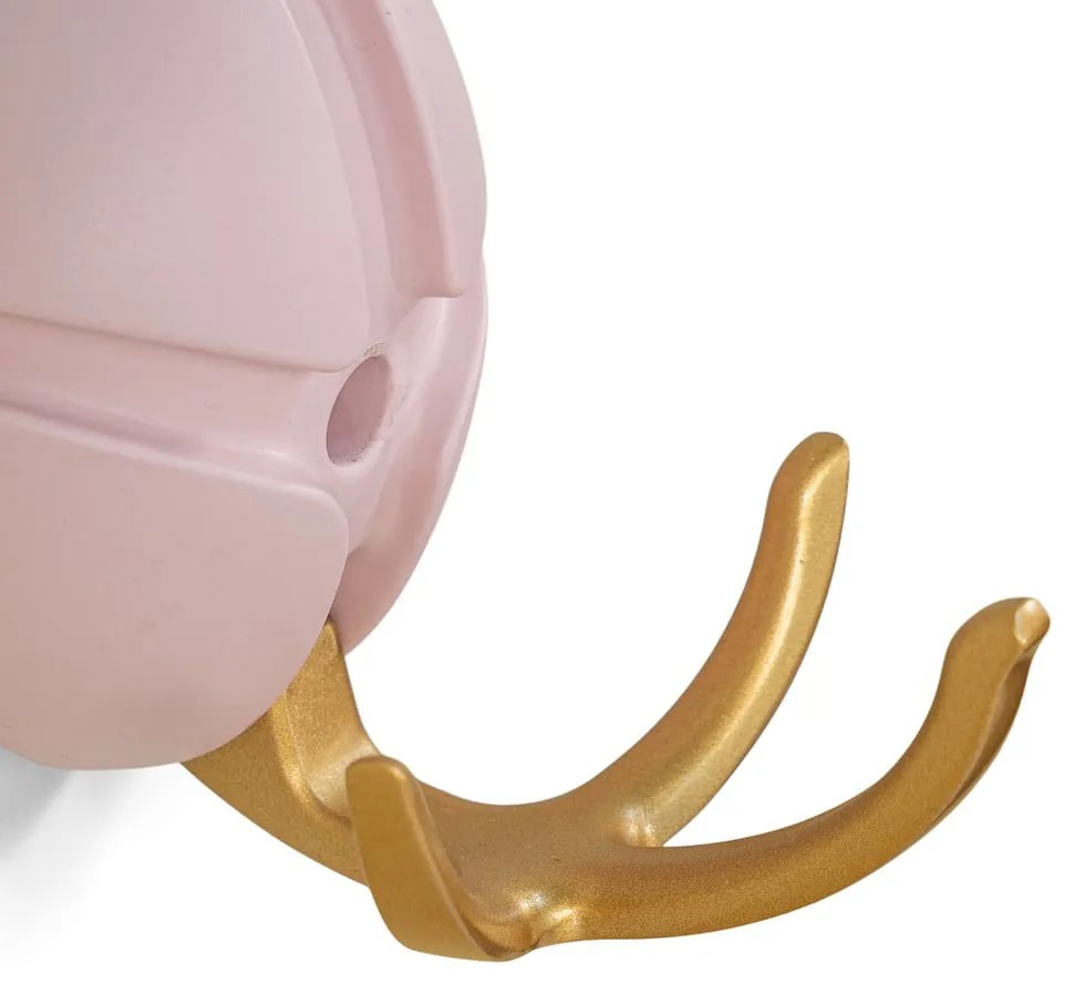 Cârlig roz deschis/auriu de montat pe perete din plastic Tick – Spinder Design