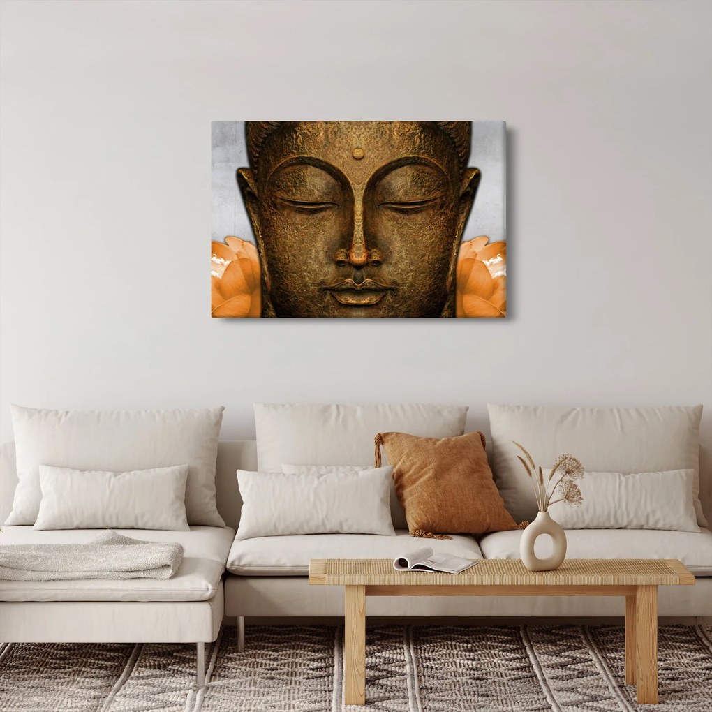 Tablou cu statuie cu detaliu a feței (90x60 cm)