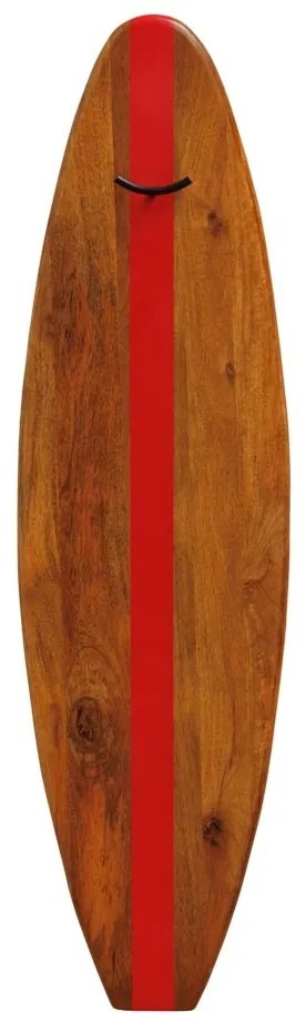 Cuier din metal si lemn de mango, in forma de placa de surf, Red Surf