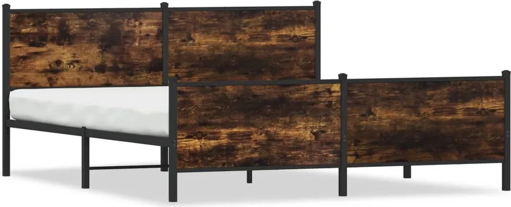 vidaXL Cadru de pat metalic fără saltea, stejar fumuriu, 183x213 cm