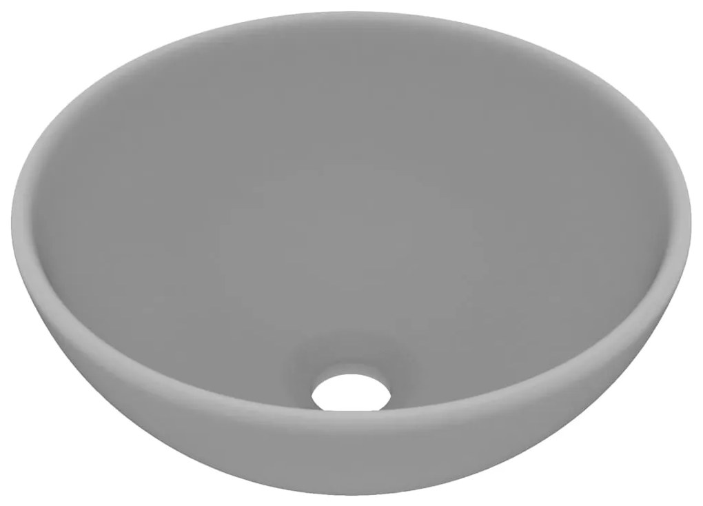 Chiuveta baie lux, gri deschis mat, 32,5x14cm, ceramica, rotund matte light grey