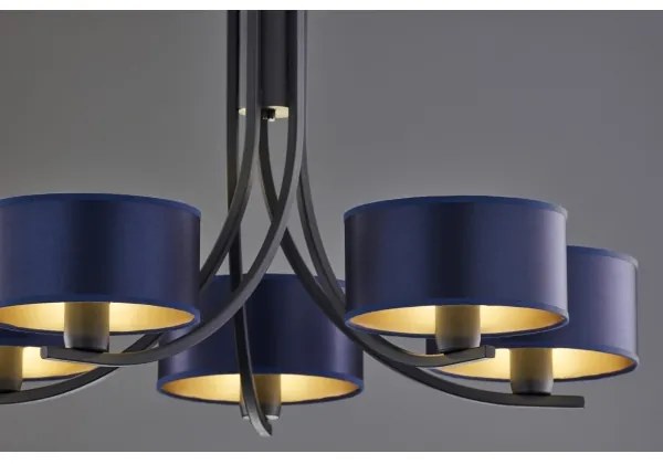 Jupiter 2101 - Lustră cu lanț ARTHUR 5xE27/15W/230V albastru/negru