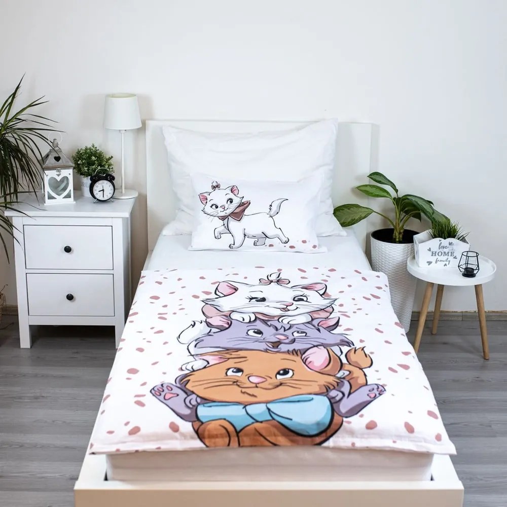 Lenjerie de pat pentru copii albă din bumbac pentru pătuț 100x135 cm Marie Cat "Friends" – Jerry Fabrics
