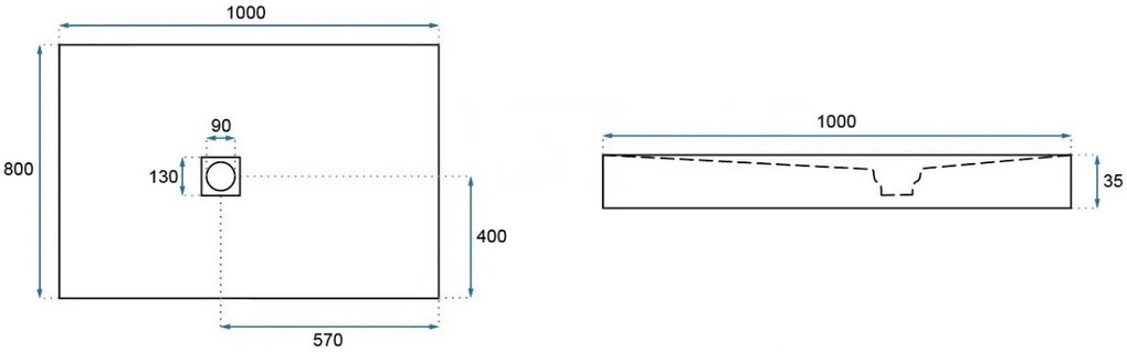 Cadita dus dreptunghiulara Rea Rock 80x100 gri