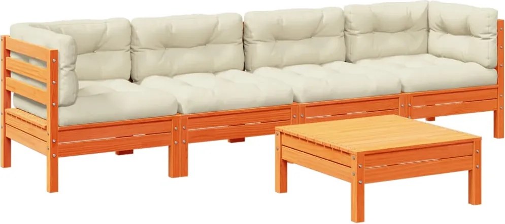 vidaXL Set mobilier de grădină cu perne, 5 piese, lemn masiv de pin