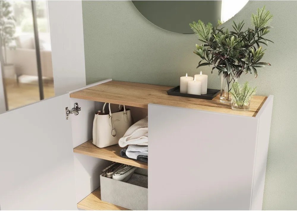 Dulap crem cu aspect de lemn de stejar 74x105x33 cm Alviano – Germania