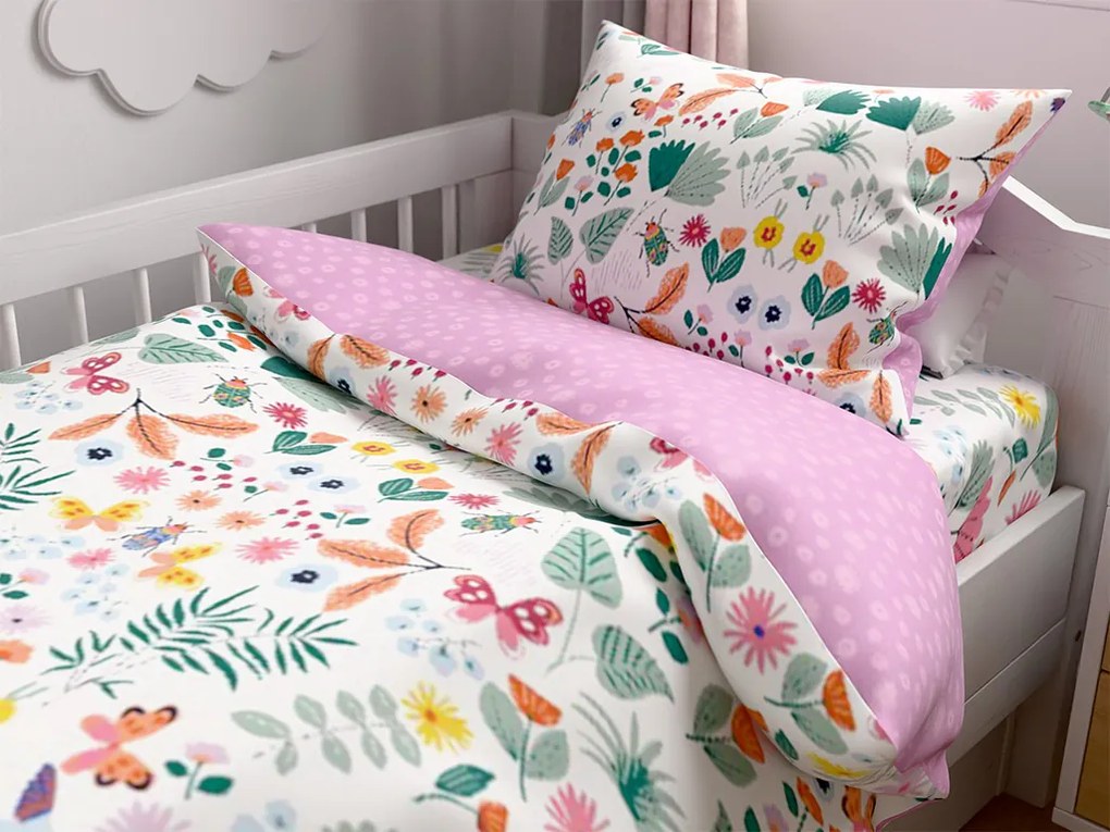 Set Lenjerie de pat din microfibra pentru patut cu CearsaF LUNETTA, colorat