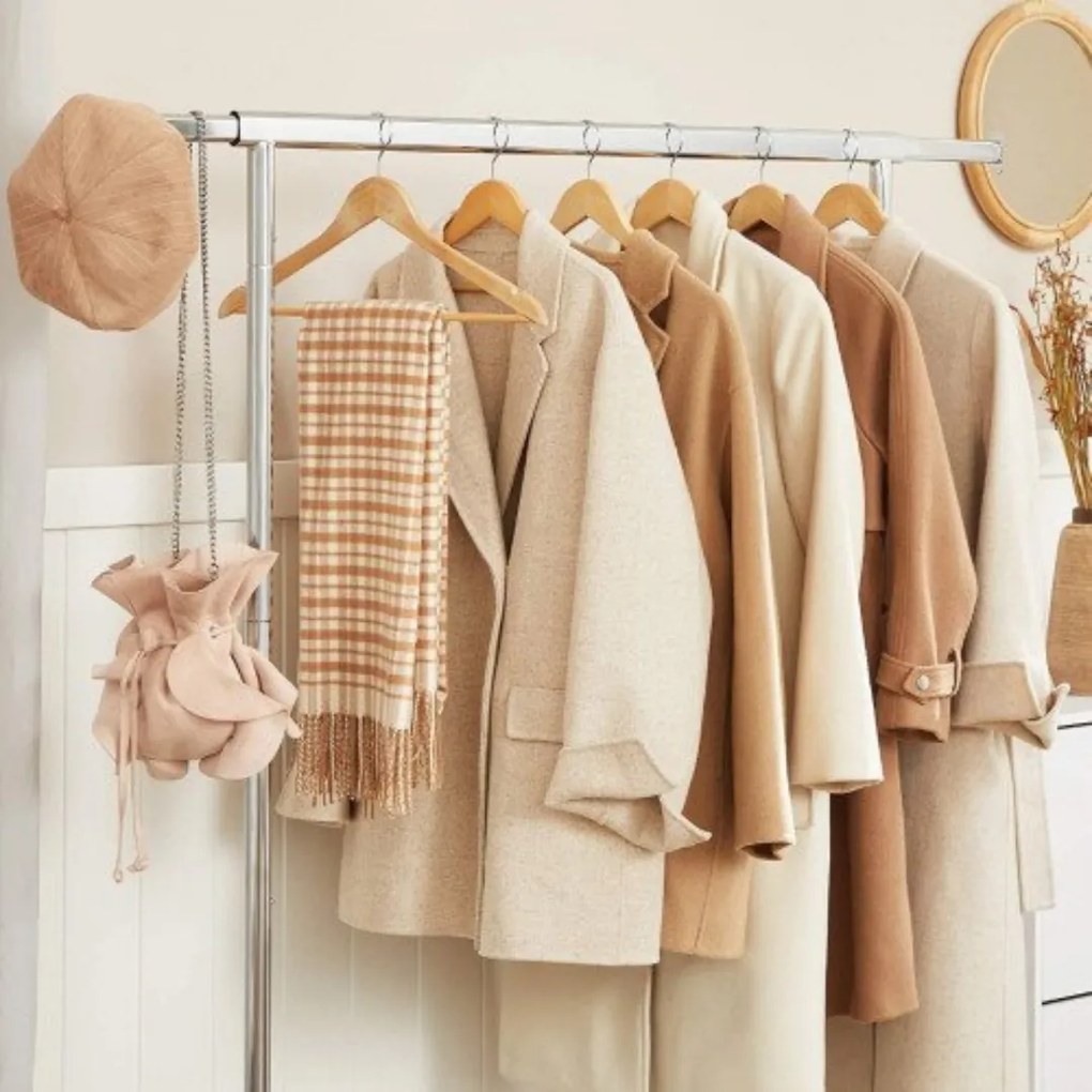 Suport pentru haine INEZ cu roți, max.90kg, 83,5x45x160cm, argintiu Jurhan