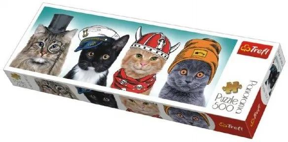 Puzzle pisici cu pălării panorama 500 piese