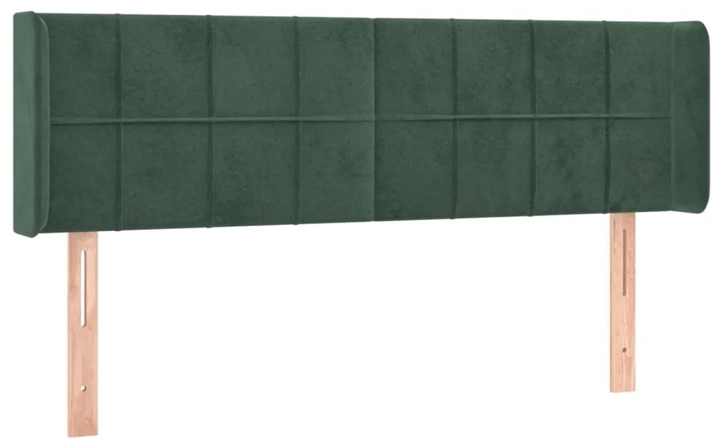 3118819 vidaXL Tăblie de pat cu aripioare verde închis 147x16x78/88 cm catifea