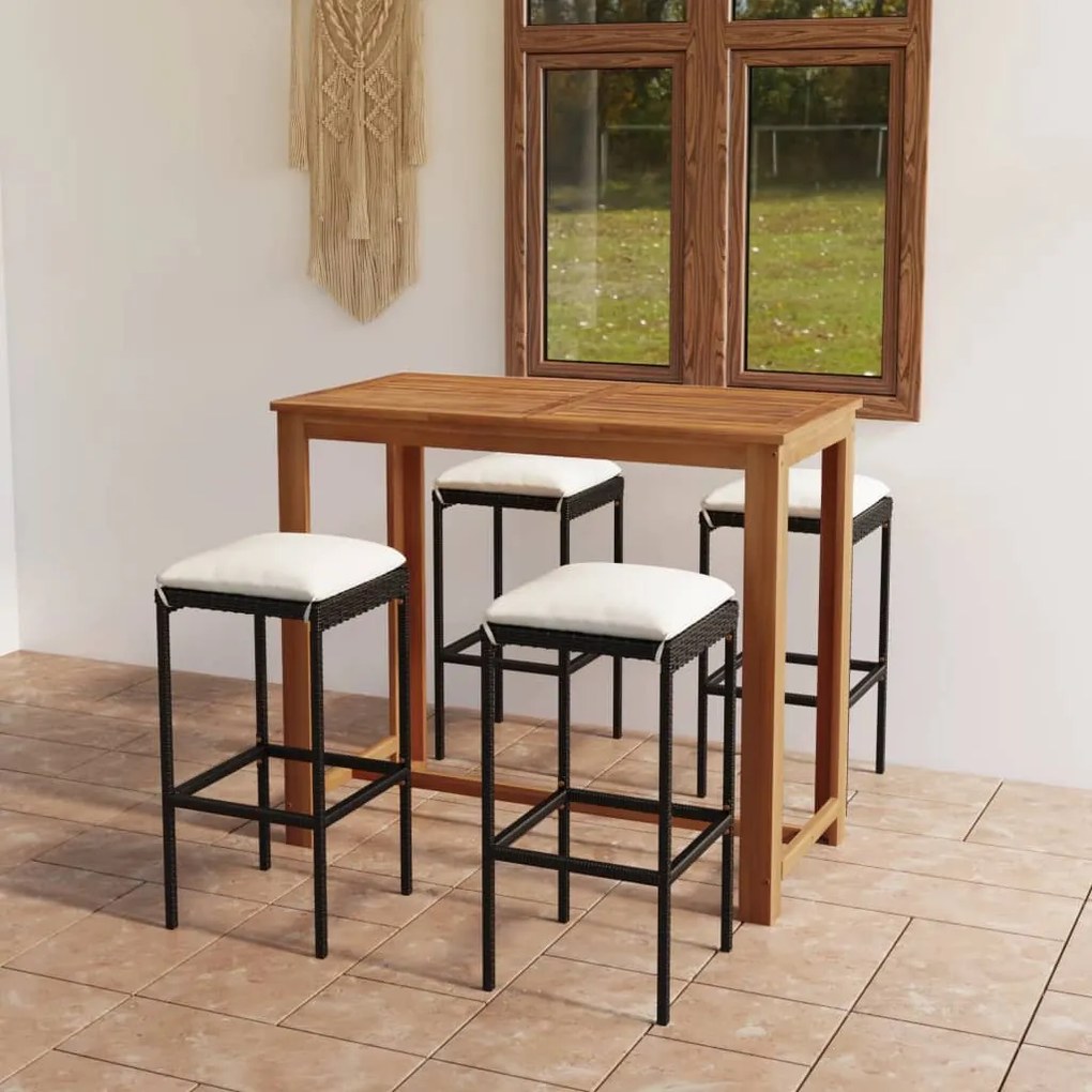 3067995 vidaXL Set mobilier bar de grădină cu perne, 5 piese, negru