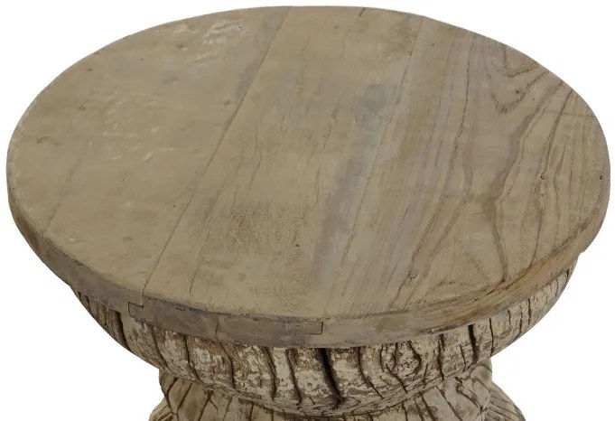 Masuta laterala, din lemn de tec, sculptata manual, Karno
