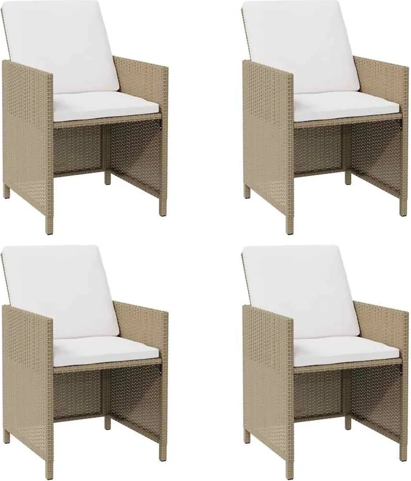 vidaXL Scaune de grădină cu perne, 4 buc., bej, poliratan