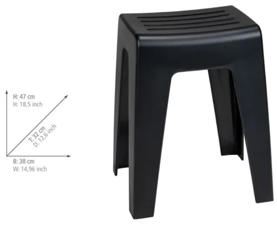 WENKO 25156100 - Taburet KUMBA 38x47 cm, negru