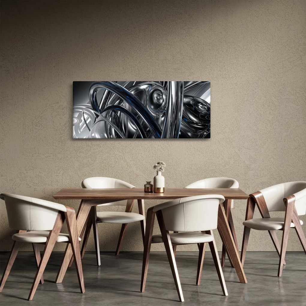 Tabloul cu abstracție gri cu albastru (120x50 cm)