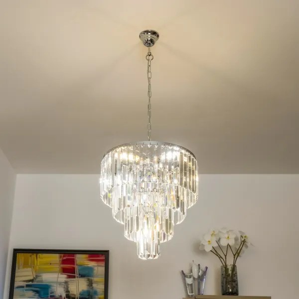 Lustră de cristal pe lanț Brilagi MOZART 5xE14/40W/230V crom lucios