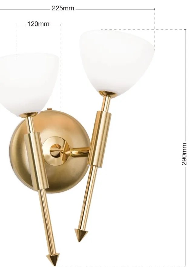 Aplica de perete design modern OPALDESIGN 2L stanga, auriu mat