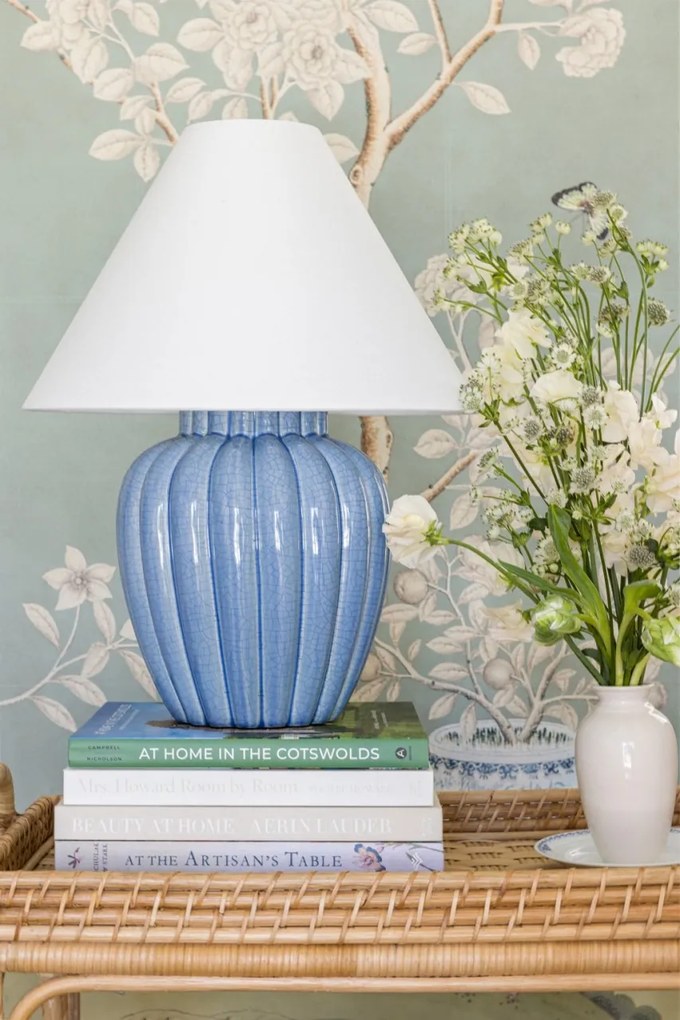 Veioza LUX, Ceramica Albastra, Tesatura In, CLARENDON