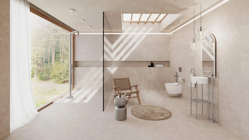 Baterie pentru lavoar, de sine statatoare, otel, Deante Silia Otel