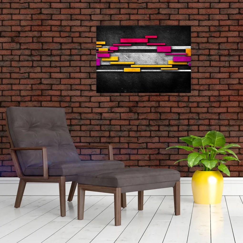 Tablou - Abstrac colorat, fundal negru (70x50 cm)